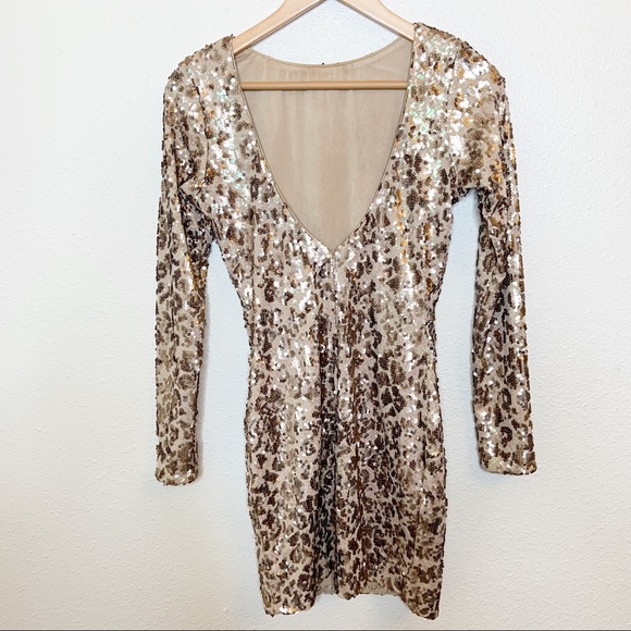 Dress The Population Bodycon Sequin Low Back Mini Dress Size Small - Picture 7 of 13